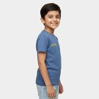 Boys' Navy Blue Round Neck Graphic Printed T-Shirt, Mid Blue, small