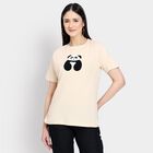 Ladies' 100% Cotton Round Neck T-Shirt , Beige, small
