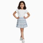 Girls' White and Blue Floral Tiered Mini Skirt, Light Blue, small