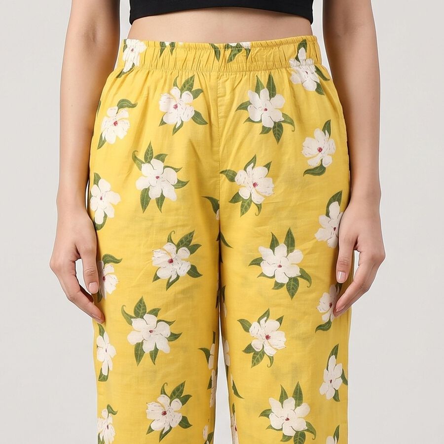 Women's Yellow Floral Palazzos, पीला, large