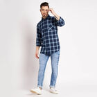 Cotton Checks Casual Shirt, Navy Blue, small image number null