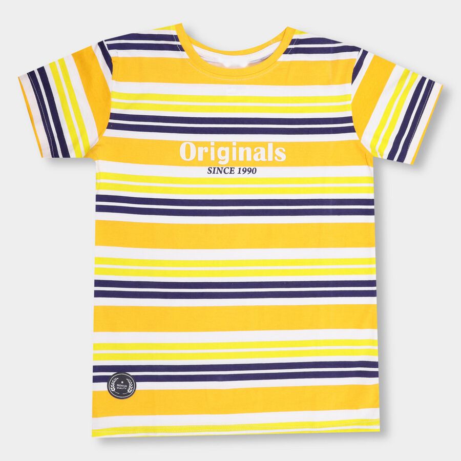 Boys' 100% Cotton Half Sleeves T-Shirt , Yellow, large image number null