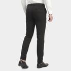 Men's Black Slim Fit Flat-Front Trousers, Black, small