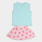 Infants' Aqua Blue Cotton Sleeveless Top and Pink Skirt Set, Aqua, small