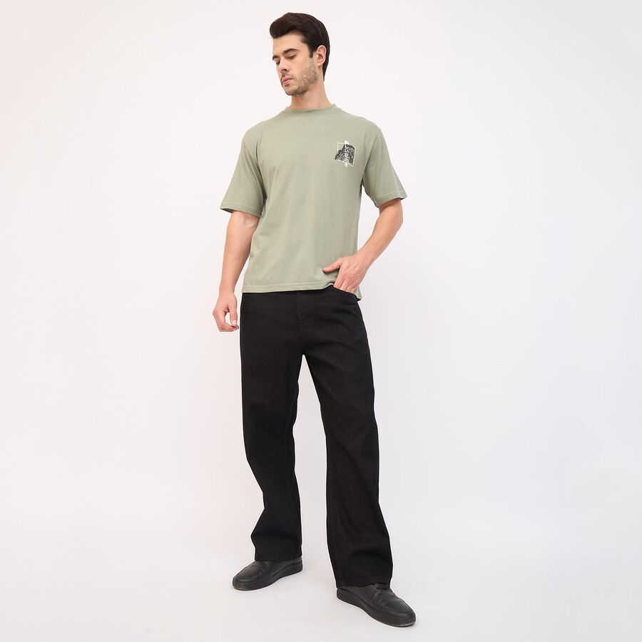 Men's Round Neck Half Sleeves T-Shirt, हल्का हरा, large image number null