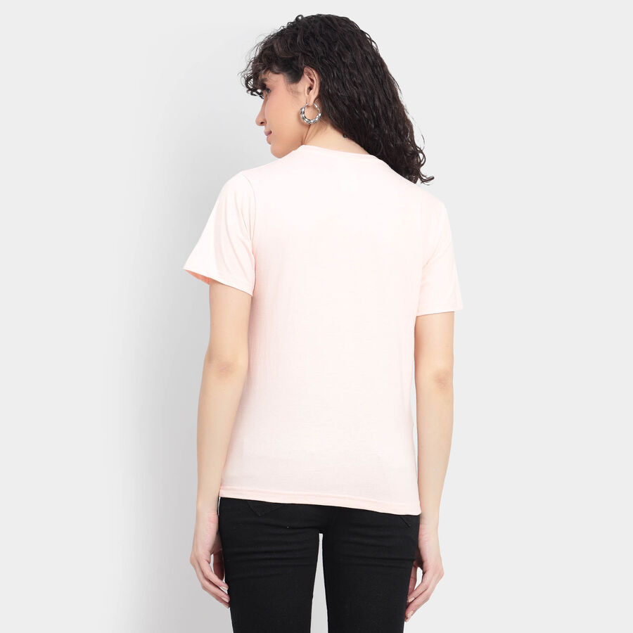 Cotton Round Neck T-Shirt, Peach, large image number null