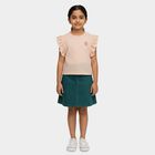 Girls' Pink Crew Neck Ribbed T-Shirt, Light Pink, small