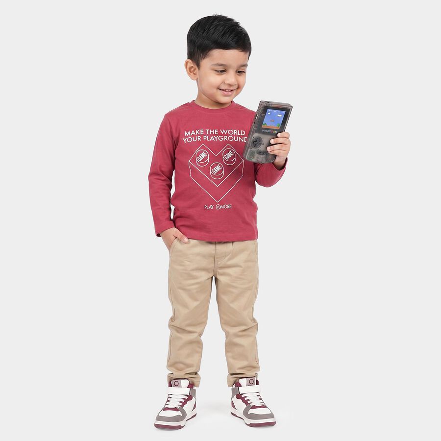 Boys Pink Crew Neck Regular Boys T-Shirt, Pink, large