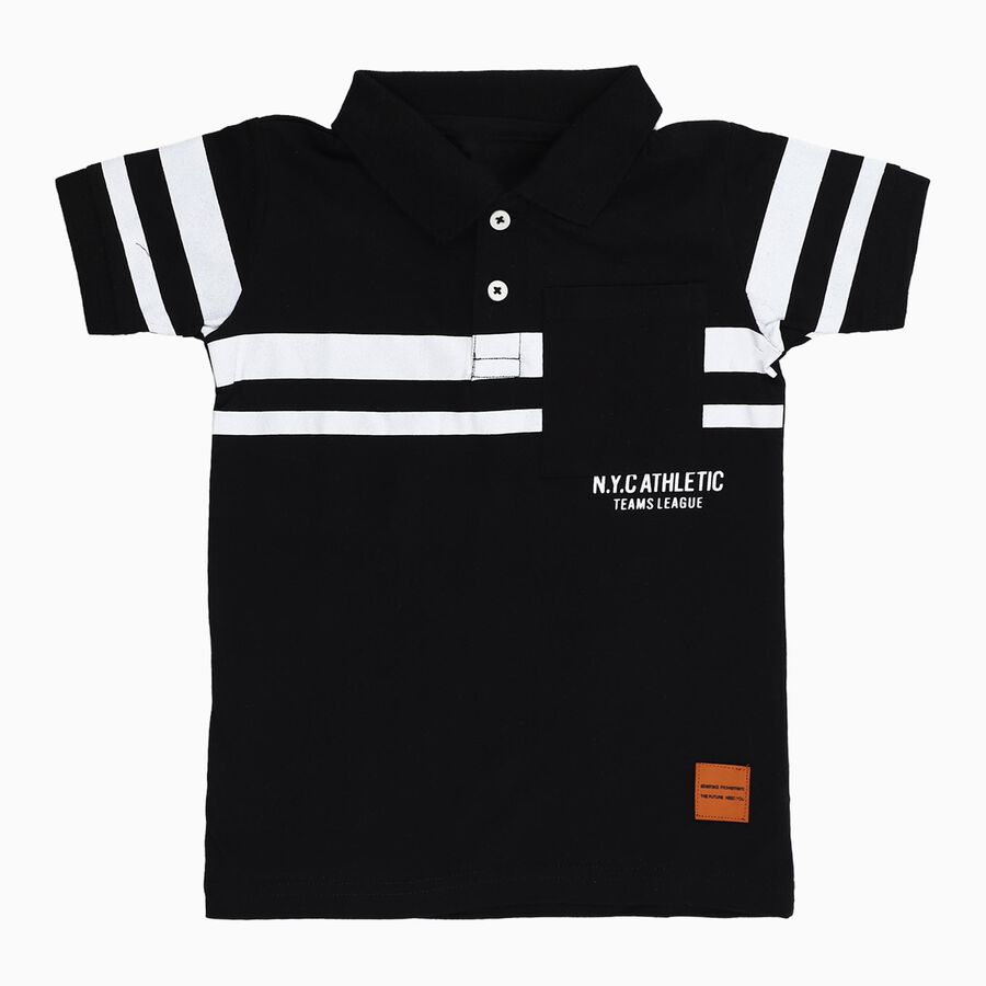 Boys' Half Sleeves T-Shirt, काला, large