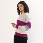 Women's Multicolor Crew Neck Knit Pullover, Lilac, small image number null