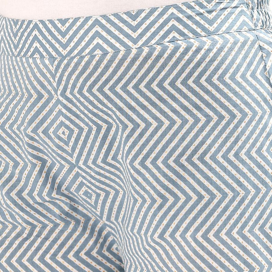 Women's Light Blue Slim-Fit Chevron Printed Palazzos, हल्का ग्रे, large image number null