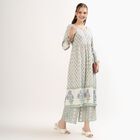 Women's Ivory Round Neck Floral Printed Kurta, Lilac, small