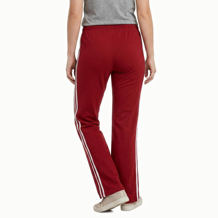 Women's Maroon Straight Fit Side-Striped Track Pants, Maroon, large