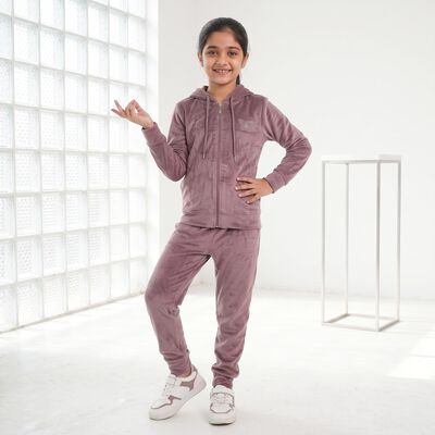 Girls Purple Hooded Lounge Set Hipster Set