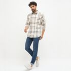 Men's Beige Cotton Spread Collar Casual Shirt, हल्का हरा, small image number null