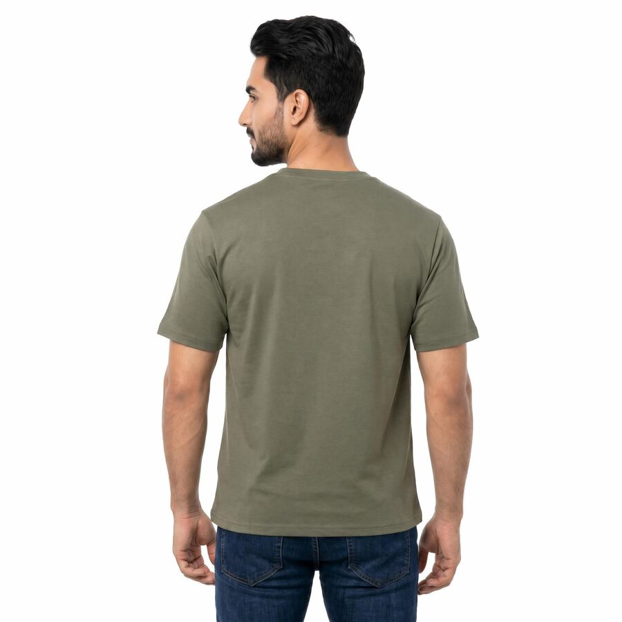 Men's Green Round Neck Regular T-Shirt, Light Green, large