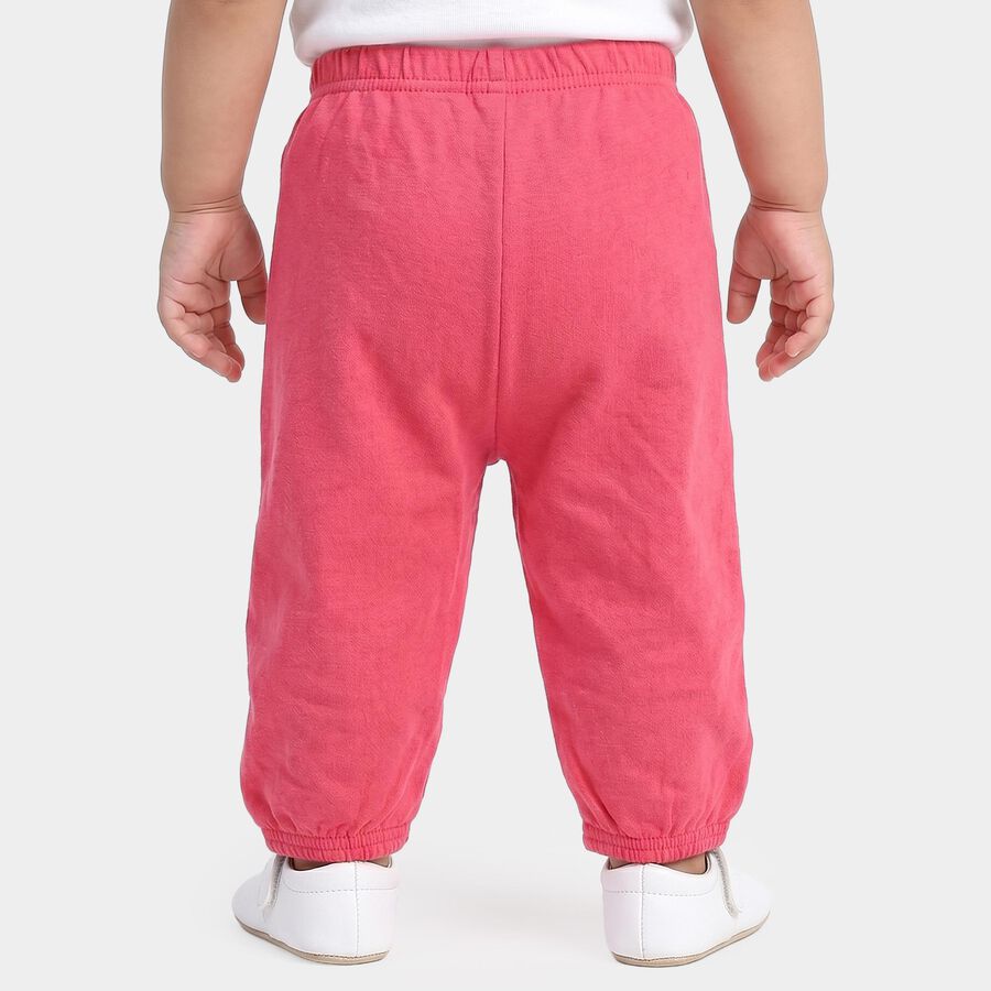 Infants Pink Jogger Embroidered Cotton Pyjama, गुलाबी, large