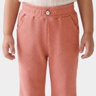 Girls' Pink Flared Fit Textured Trousers, Light Pink, small