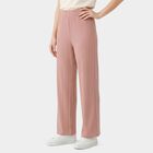 Ladies Pink Relaxed Fit Ribbed Harem Pants, Pink, small