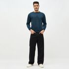Men's Teal Blue Crew Neck Casual Sweatshirt, टील ब्लू, small image number null
