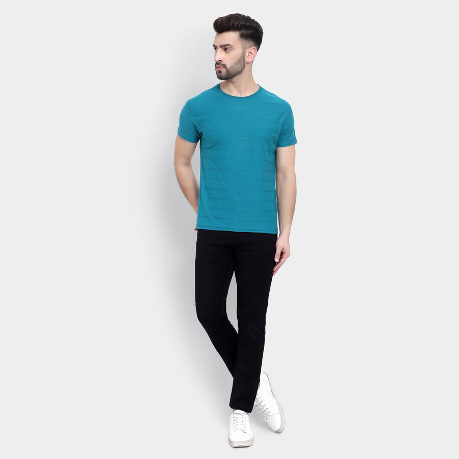 Solid Round Neck T-Shirt, टील ब्लू, large image number null