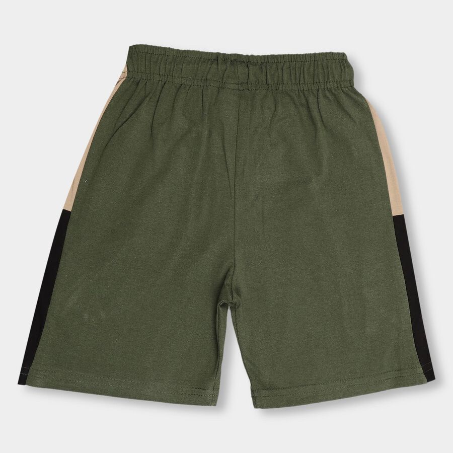 Boys' Olive Green Cross Pocket Cut And Sew Bermuda Shorts, Olive, large image number null