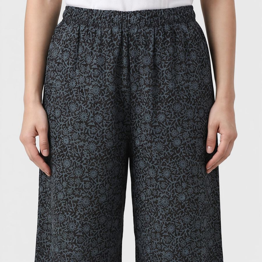 Women's Black Regular Fit Printed Palazzos, Black, large