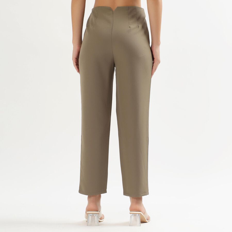 Women's Olive Green High-Rise Cigarette Trousers, Olive, large image number null