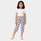 Girls' Lavender Regular Fit Panda Printed Elastic Waist Capri, Lilac, small