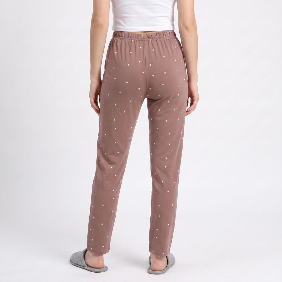 Women's Brown Straight Fit Heart Printed Pyjama, Brown, large