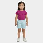 Girls' Light Blue Cotton Blend Shorts, हल्का नीला, small