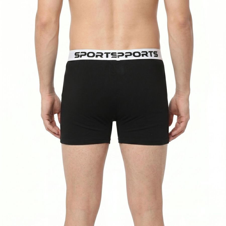 Men's Black Regular Fit Solid Trunks, काला, large
