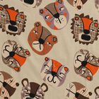 Boys Beige Cotton Round Neck Casual T-Shirt, Beige, small