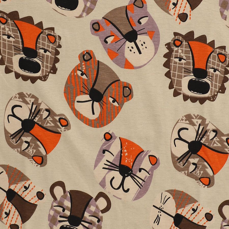 Boys Beige Cotton Round Neck Casual T-Shirt, Beige, large