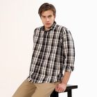 Men's Black and White Cotton Full Sleeve Spread Collar Casual Shirt, ऑफ व्हाइट, small image number null