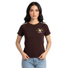 Women Wine Cotton Blend Round Neck Regular T-Shirt, वाइन, small