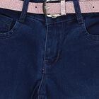 Girls' Dark Wash Embroidered Regular Fit Jeans, गहरा नीला, small image number null