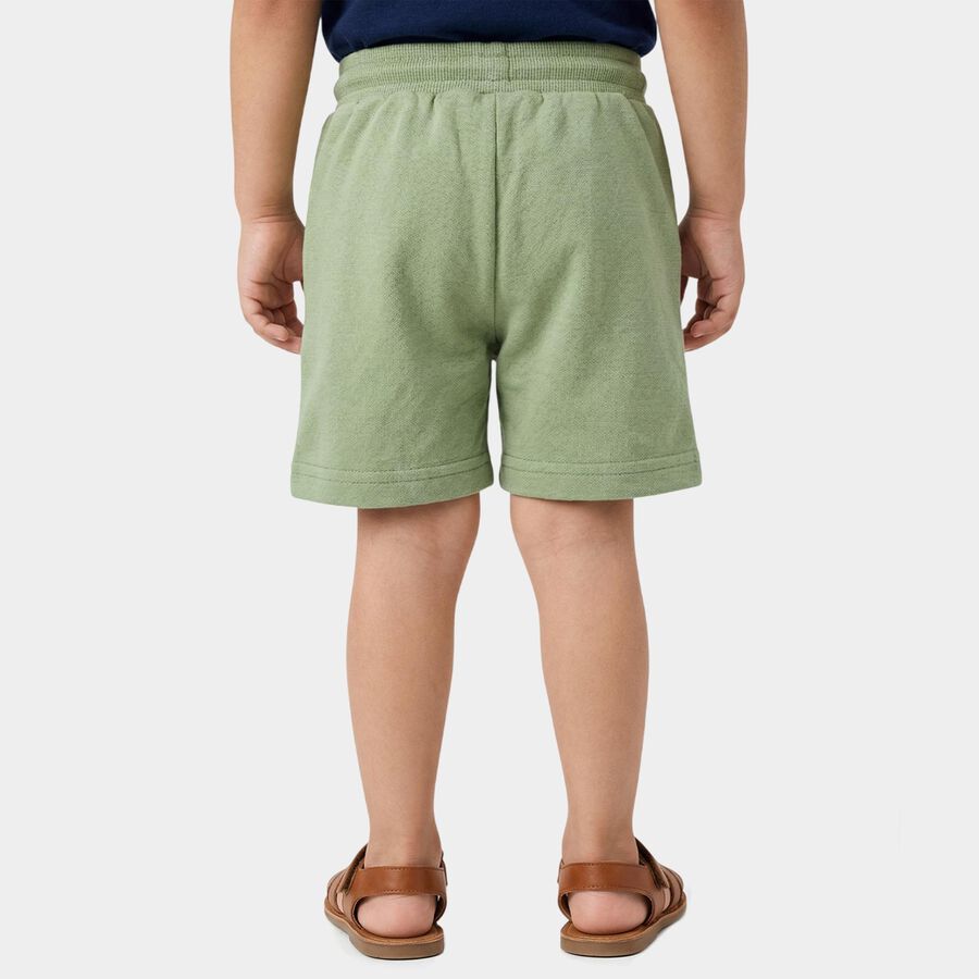 Boys' Green Cotton Blend Regular Fit Bermuda Shorts, हल्का हरा, large