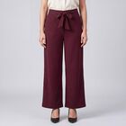 Women's Wine Regular Fit Solid Trousers, वाइन, small