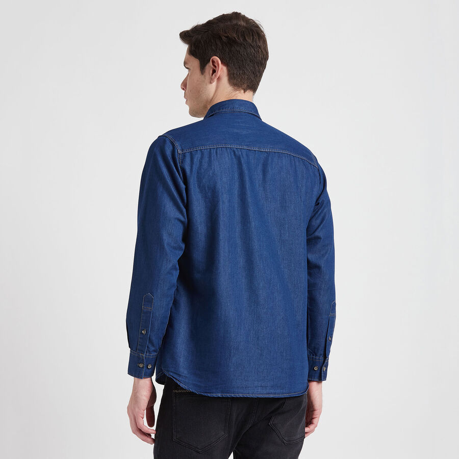 Solid Casual Shirt, Mid Blue, large image number null