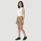 Women's Beige Regular Fit Animal Print Shorts, गहरा पीला, small