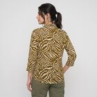 Women's Olive Green Printed Collar Regular Fit Shirt, ओलिव, small