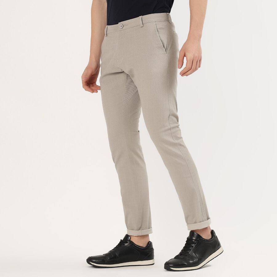 Men's Slim Fit Casual Trousers, Light Grey, large