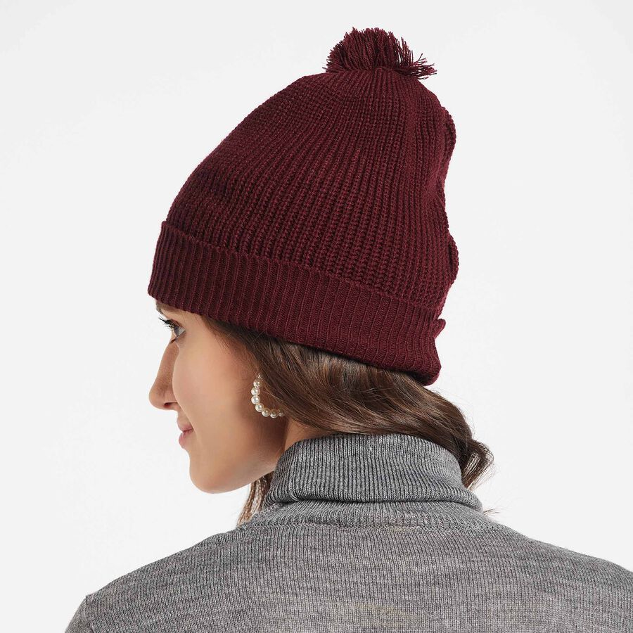 Solid Winter Cap, Wine, large image number null