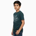 Boys Dark Green Crew Neck Casual T-Shirt, Dark Green, small