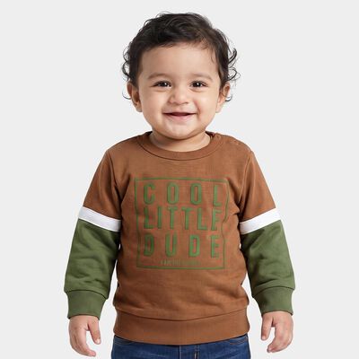 Infants' Tan Cotton Crew Neck Regular T-Shirt