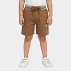 Boys' Beige Regular Fit Elastic Waist Textured Bermuda Shorts, Beige, small