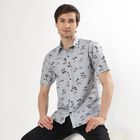 Men's Light Grey Cotton Classic Collar Casual Shirt, Light Grey, small