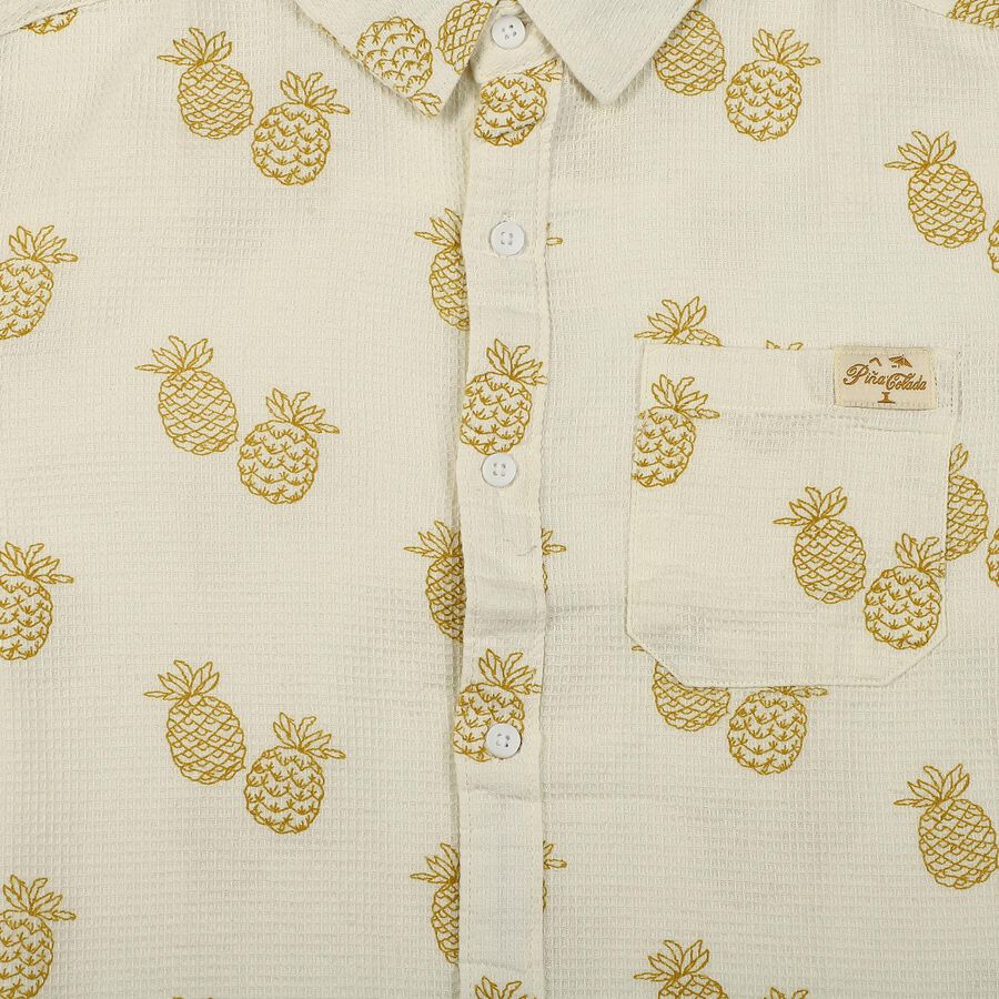 Boys White Cotton Casual Shirt, White, large