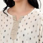 Women's Ivory Round Neck Printed Kurti, Off White, small image number null